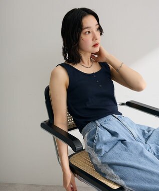 Green Parks ヘンリーネックタンクトップ Navy