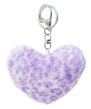 WEGO ファーレオパードハートキーホルダー