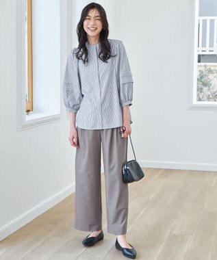 ANY 【ウエストゴム】イージーケアライトストレッチワイドパンツ チャコール