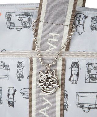 ACE BAGS & LUGGAGE 【雑誌掲載】 HAyU × ace.  フォールディング 折り畳みトートバッグ 猫柄 22L 17861 ライトベージュ柄