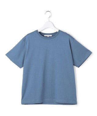 23区 シルキータッチ ベーシック Tシャツ ダルブルー系