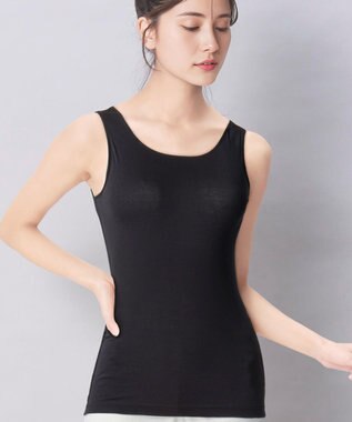 Wing インナー オーガニックコットン100％(身生地部) 吸汗速乾性(身生地部) ゆったり設計 【綿の贅沢 オーガニック】 ノースリーブ タンクトップ EL1171 ウイング／ワコール ブラック