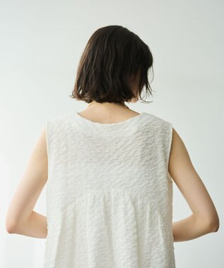 #Newans 【金子綾さんインスタライブご紹介アイテム】（セットアップ可能）ふくれジャガード ペプラムブラウス ホワイト