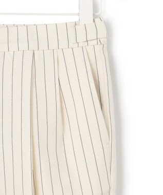 ICB L 【洗える・セットアップ対応】 LooseWeave ストライプ柄テーパードパンツ オフホワイト×ブラック系