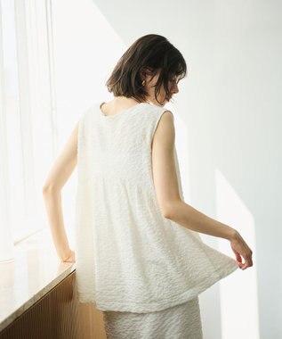 #Newans 【金子綾さんインスタライブご紹介アイテム】（セットアップ可能）ふくれジャガード ペプラムブラウス ホワイト