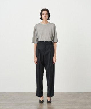 ATON COMPACT WOOL | テーパードタッグパンツ BLACK