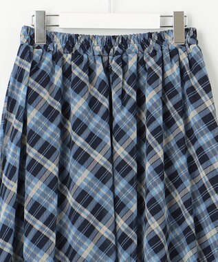Feroux 楊柳チェックフレア スカート ネイビー系2