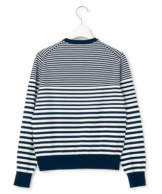 23区 【洗える】プレミアムビオコットン ボーダー カーディガン オフホワイトxネイビーボーダー