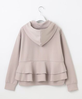 Feroux 【洗える】バックフリル ダンボールパーカー ライトグレー系