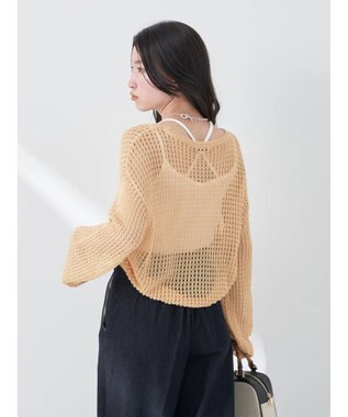 earth music&ecology レーシーニットプルオーバー Orange