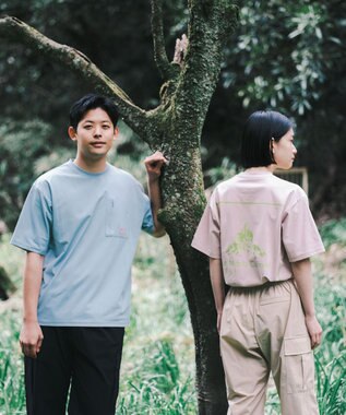 SHARE PARK MENS 【UVカット・吸水速乾・ストレッチ・軽量 】バックプリントポケットTシャツ（L・XLサイズ） サックスブルー系