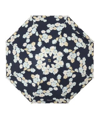 MOONBAT 【軽量】PAUL & JOE 晴雨兼用日傘 長傘 総柄クリザンテーム 一級遮光 遮熱 UV ネイビーブルー