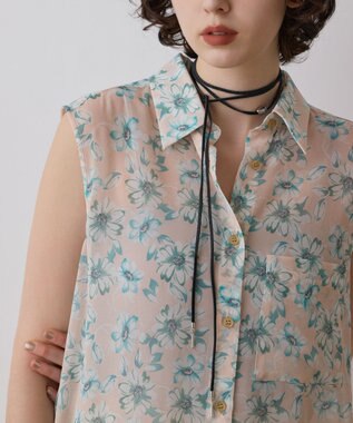 GRACE CONTINENTAL フラワーロングシャツ ベージュ