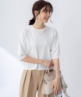 組曲 フラワーメタル ニットTシャツ パールホワイト