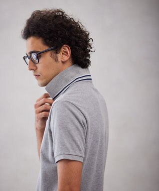 J.PRESS MEN レジメンタル ポロシャツ ライトグレー系