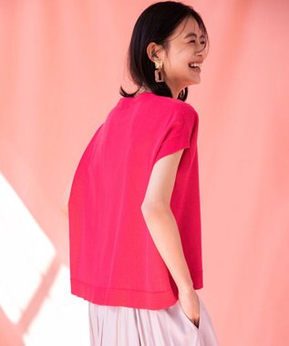 組曲 L 【洗える・型崩れしにくい】CHAI ニットTシャツ オールドローズ系