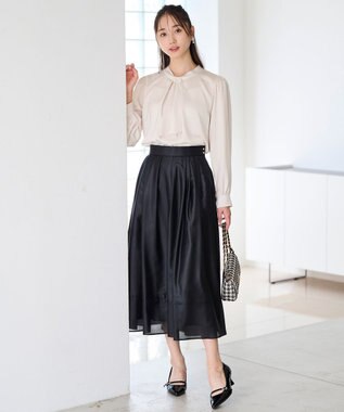 ANY SIS 【洗える】シアーチンツタック スカート ブラック