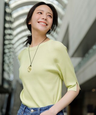 ANY SIS L コクーンスリーブ ニット ライム