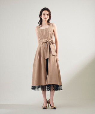 GRACE CONTINENTAL ジップディテールワンピース キャメル