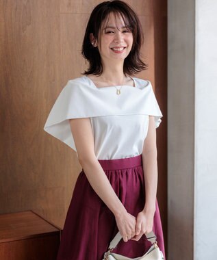 組曲 L 【先行予約】GIZAコットンオフショルダー カットソー アイボリー系