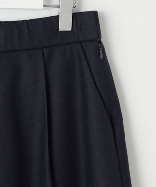 自由区 【洗える】ウォッシャブルウールサキソニーキュロット パンツ ネイビー