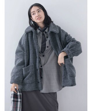 Green Parks 衿付きボアブルゾン Charcoal Gray