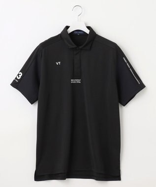 23区GOLF 【MEN】【キングサイズ/吸水速乾/UVカット】ポンチコンビポロシャツ ブラック系