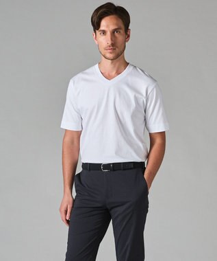 GOTAIRIKU ビジネスインナー/下着兼用【パックT】5.6oz 綿100％ スムース光沢加工 Tシャツ（Vネック/2枚セット） ホワイト系