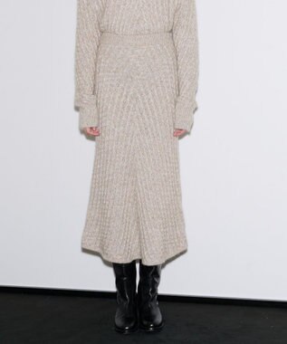 JOSEPH ファジーケーブル　フレアスカート Khaki