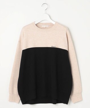 自由区 【カタログ掲載・セットアップ対応・洗える】スムージーブロッキング ニット ベージュ×ブラック