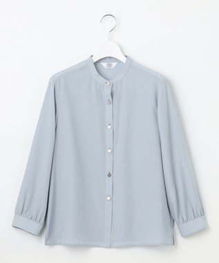 J.PRESS LADIES L 【洗える】テトロンレーヨンマンスローン ブラウス サックスブルー系