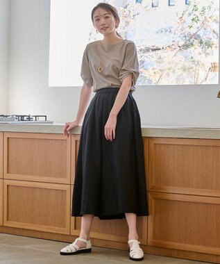 ANY 【接触冷感】シルケットスムース タックスリーブトップス グレージュ