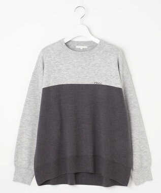 自由区 【カタログ掲載・セットアップ対応・洗える】スムージーブロッキング ニット ライトグレー×スレート