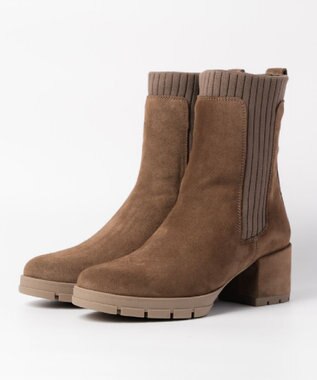 BONTRE 【UNISA/ウニサ】サイドリブニットショートブーツ トープ