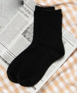WEGO 【あったか】ぽかぽか裏起毛ハートケーブルソックス