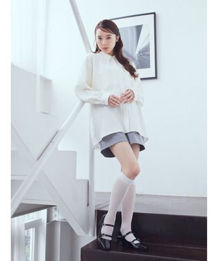 earth music&ecology ダブルカラーシャツ Ivory