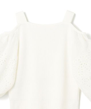 GRACE CONTINENTAL 刺繍パフスリーブニットトップ ホワイト