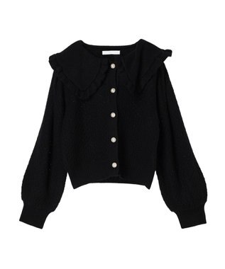 Green Parks ・Ｐｅｔｉｔ　Ｆｌｅｕｒ　ビッグカラーニットカーデ Black
