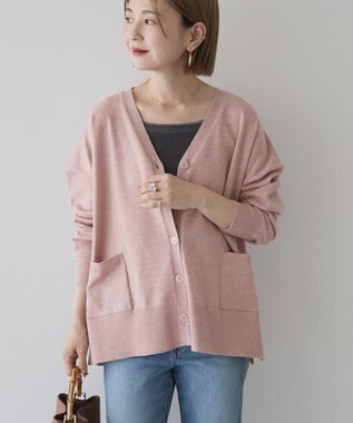 AMERICAN HOLIC バイパチVネックルーズカーディガン Pink