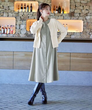 Tiaclasse L 【洗える】ダブルジップリブ編みカーディガン オフホワイト