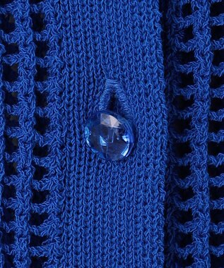 組曲 L 【前後着用可】メッシュ5分袖ニット カーディガン ウルトラマリンブルー系