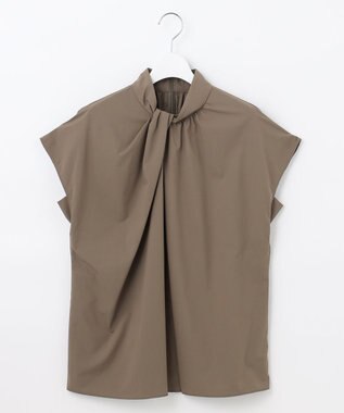 自由区 L 【洗える】ストレッチタイプライター ブラウス ブラウン系