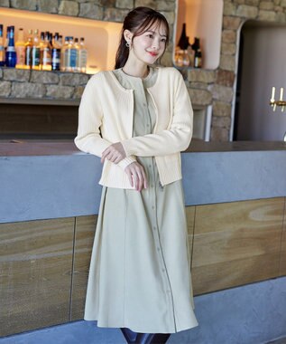 Tiaclasse L 【洗える】ダブルジップリブ編みカーディガン オフホワイト