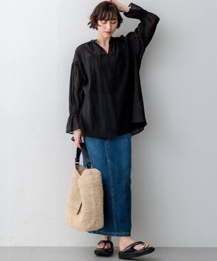 23区 23区DENIM Iライン デニムスカート ウォッシュドブルー系