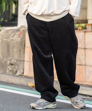 WEGO コーデュロイイージーワイドパンツ ブラック