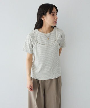 CRAFT STANDARD BOUTIQUE 2点セット/ボーダーキャミ+Tシャツ Light Gray