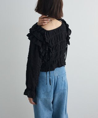 Green Parks ２ＷＡＹフリルブラウス Black