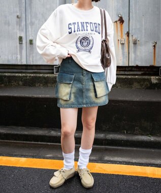 WEGO カレッジプリントスウェット ホワイトアイボリー