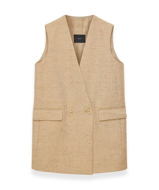 JOSEPH スペックルシルクリネン　ダブルブレステッドジレ Sesame