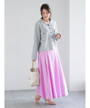 Te chichi メランジ衿ニットジャケット グレー